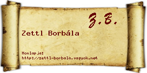 Zettl Borbála névjegykártya